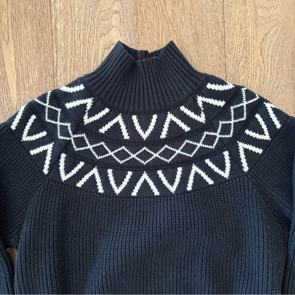 Varley Marcie Fair Isle Yoke Knit Alpine Sweater Women’s Small Black White - Picture 8 of 8